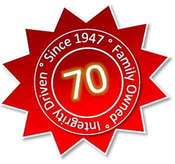 70 years in business badge